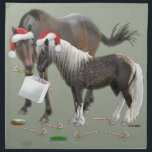 Sharing Christmas Napkin<br><div class="desc">Caballo the horse and Cisco the pony checking out the goodies a shopping bag holds at Christmas.</div>