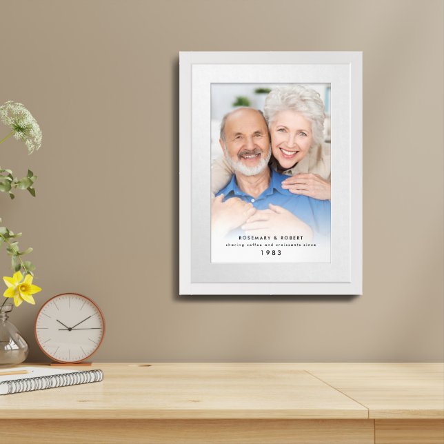 Sharing Coffee Croissants Since Year Names Photo Framed Art (Table Top)