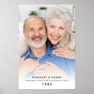 Sharing Coffee Croissants Since Year Names Photo Poster