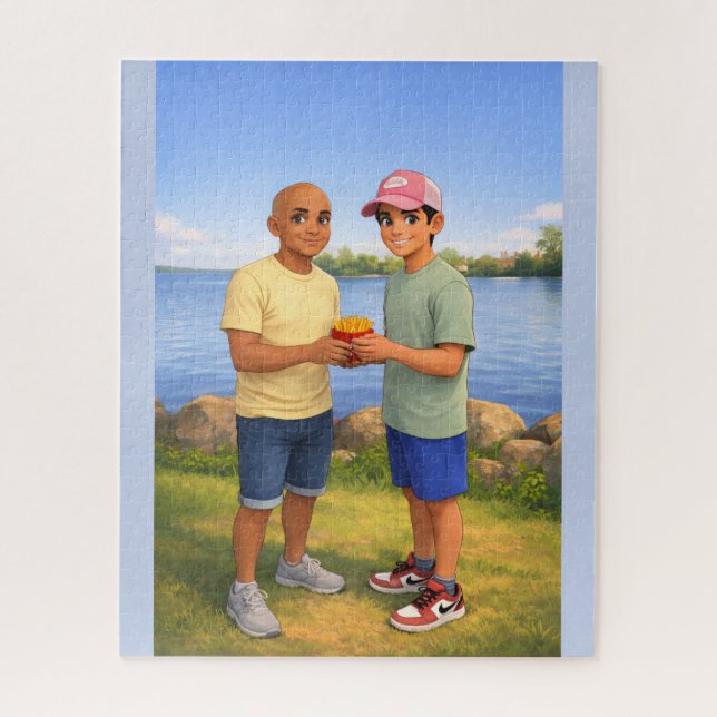Sharing fries by the lake jigsaw puzzle (Vertical)
