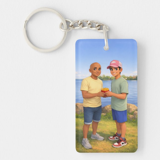 Sharing fries by the lake keychain (Front)