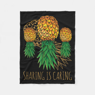 Sharing Is Caring Pineapple Hawaii Fruit Summer Fleece Blanket