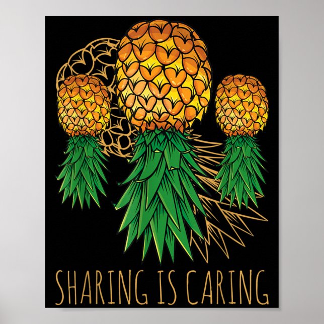 Sharing Is Caring Pineapple Hawaii Fruit Summer Poster (Front)