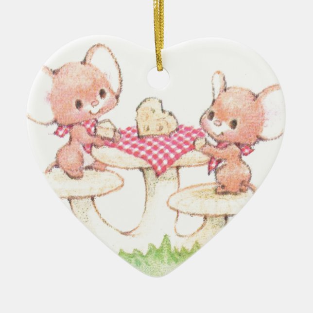 Sharing Is Caring Spring Summer Mice Ceramic Ornament (Front)
