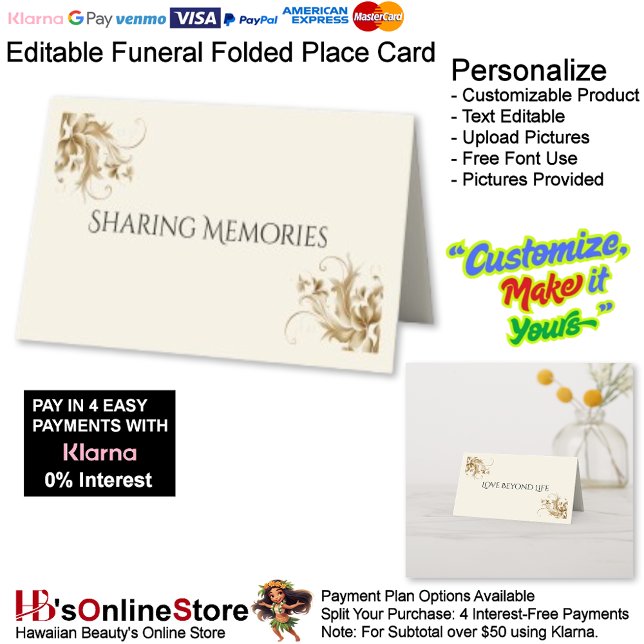 Sharing Memories Memorial Funeral Folded Place Card (Sharing Memories Memorial Memorial Funeral Folded Place Card.)