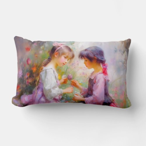 Sharing Roses and Friendship  Lumbar Pillow