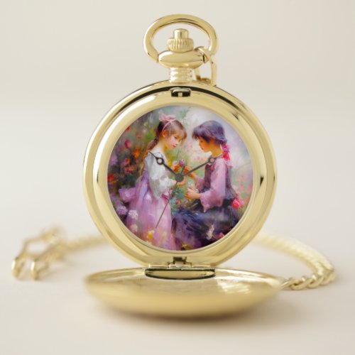 Sharing Roses and Friendship  Pocket Watch