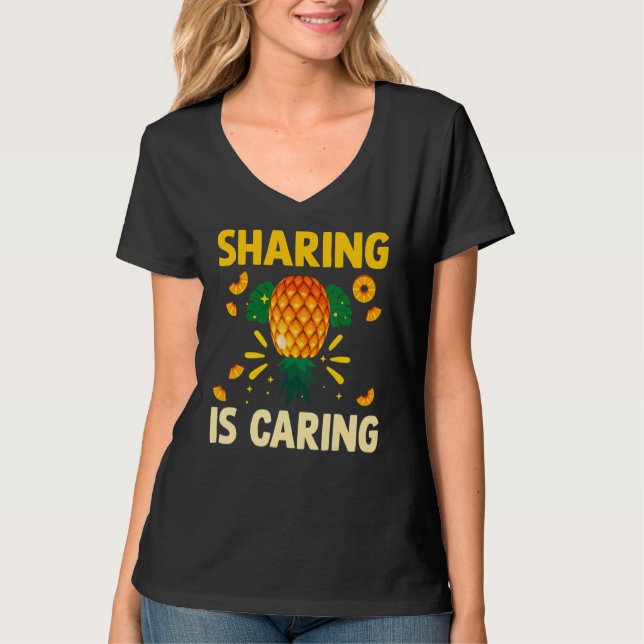 Sharing 's Caring Upside Down Pineapple Swinger T-Shirt (Front)