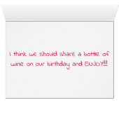SHARING WINE WITH YOU **TWIN** ON BIRTHDAY CARDS (Inside Horizontal (Bottom))