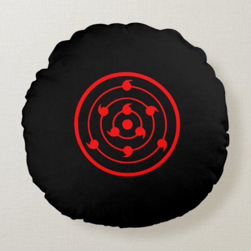 Sharingan Eyes Black  Round Pillow