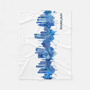 Sharjah UAE Skyline Blue Fleece Blanket