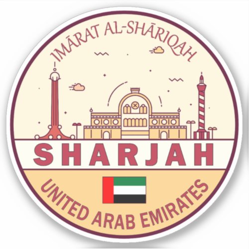 Sharjah United Arab Emirates City Skyline Emblem Sticker