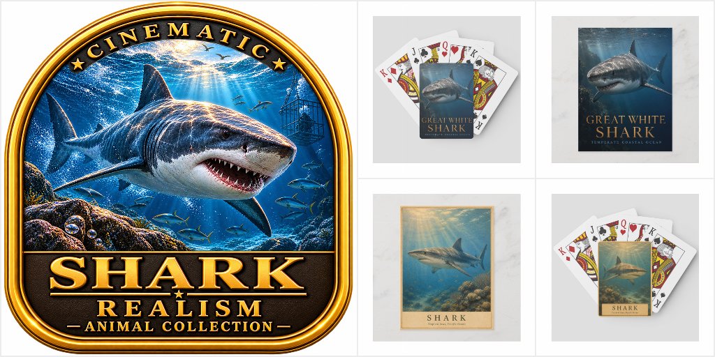Great White Shark Coastal Ocean ANIMALS wildlife postcard
