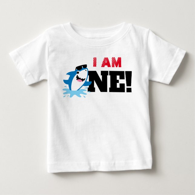 Shark 1st Birthday Tshirt Toddler Baby Kid (Front)