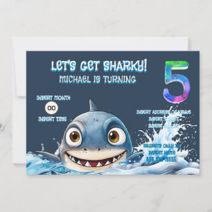 Shark 5th Birthday Invite Let’s Get Sharky