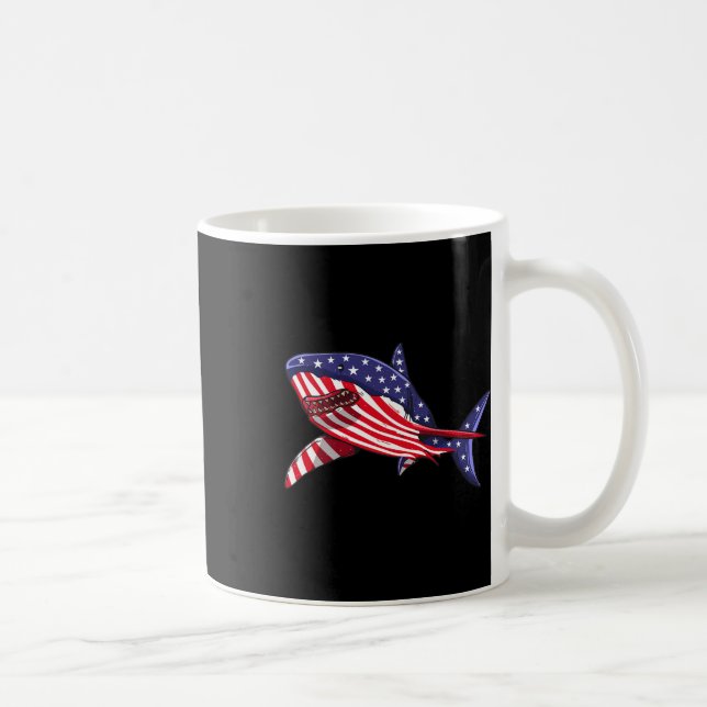 Shark American Flag Jawsome 4th Of July Kids Boys  Coffee Mug (Right)