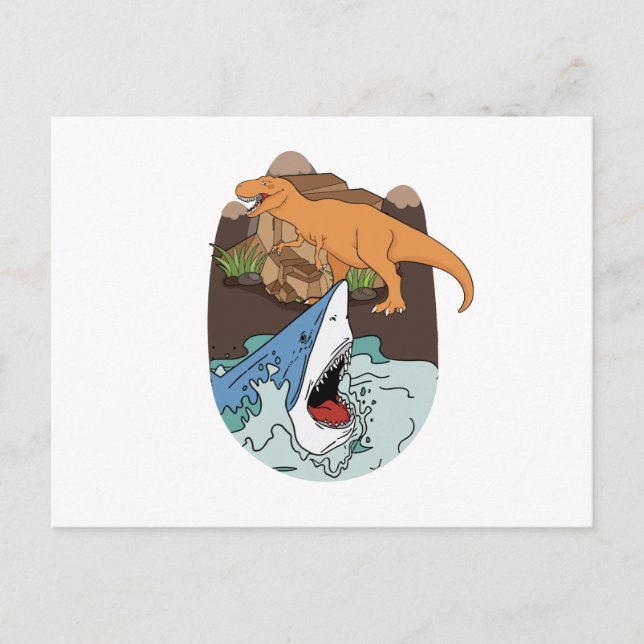 Shark And Dinosaur Boys Postcard (Front)