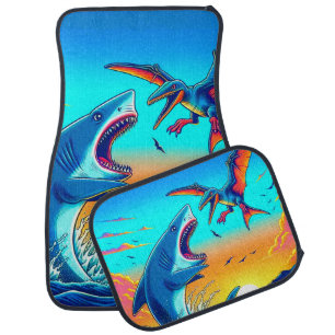 Shark and Dinosaur Car Floor Mat