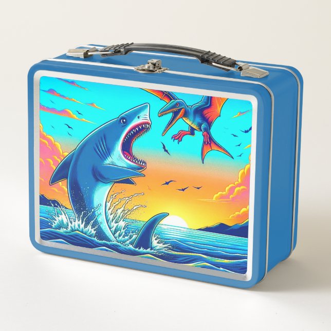 Shark and Dinosaur Metal Lunch Box (Front)