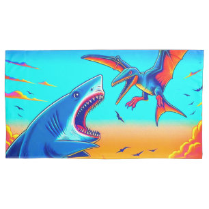 Shark and Dinosaur Pillow Case
