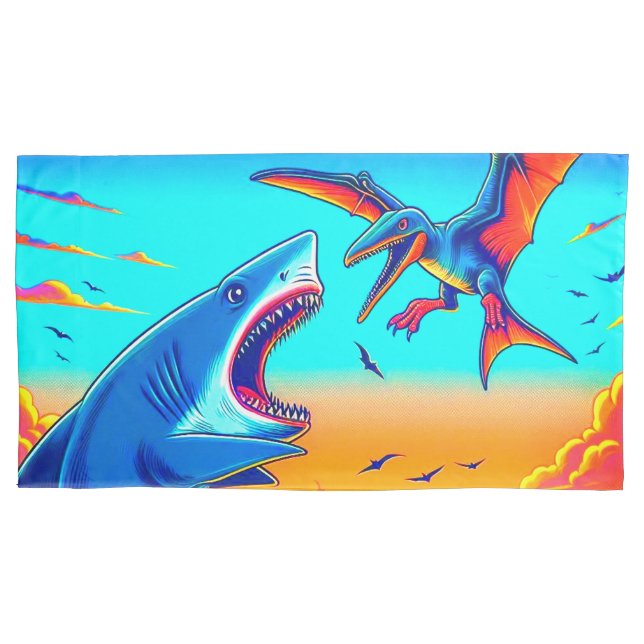 Shark and Dinosaur Pillow Case (Front)