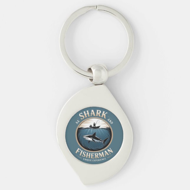 Shark and Fisherman Keychain (Front)