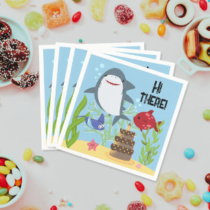 Shark and friends cake birthday party  napkins