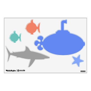 Shark and Ocean Shapes Wall Decals