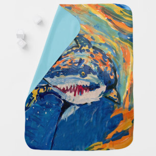 Shark "Art by Kids" Baby Blanket