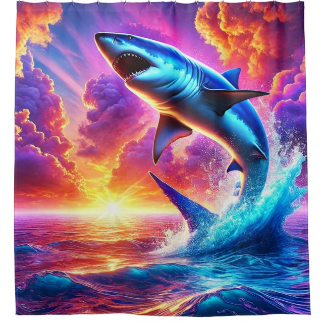 Shark Art Shower Curtain (Front)