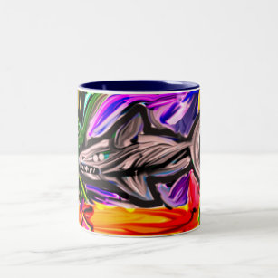 Shark artwork Attack Two-Tone Coffee Mug