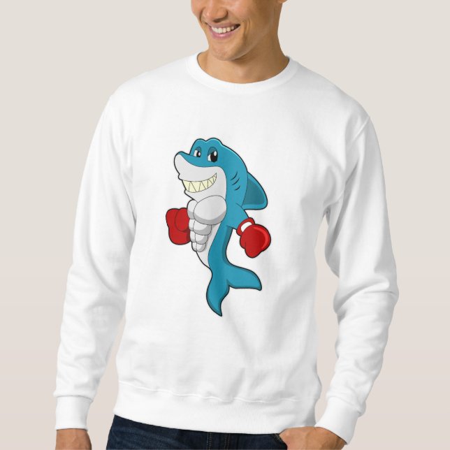 Shark as Boxer with Boxing gloves Sweatshirt (Front)