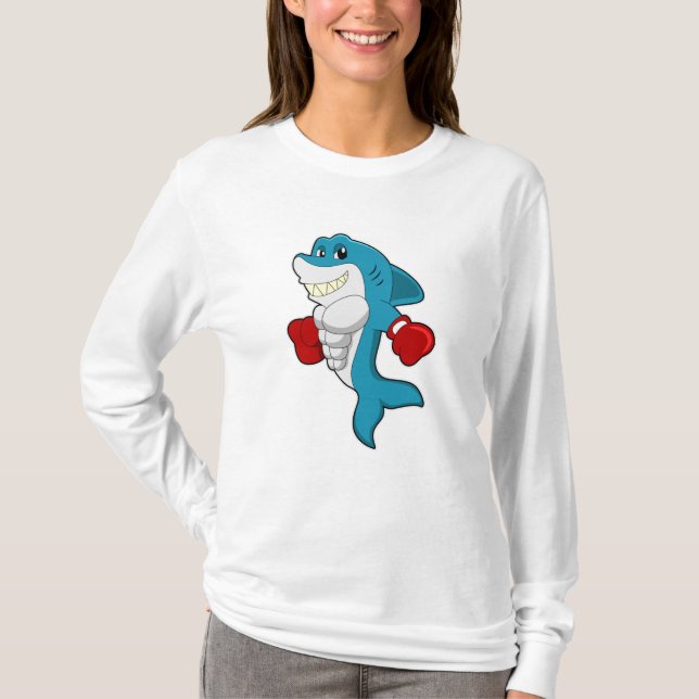 Shark as Boxer with Boxing gloves T-Shirt (Front)
