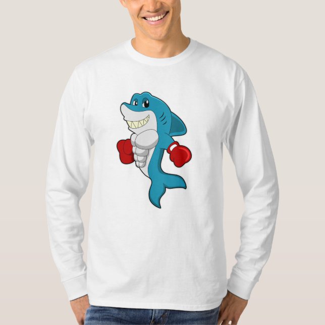 Shark as Boxer with Boxing gloves T-Shirt (Front)