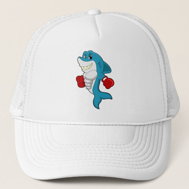 Shark as Boxer with Boxing gloves Trucker Hat (Front)