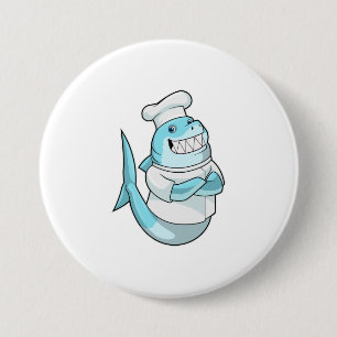 Shark as Chef with Cooking apron Button