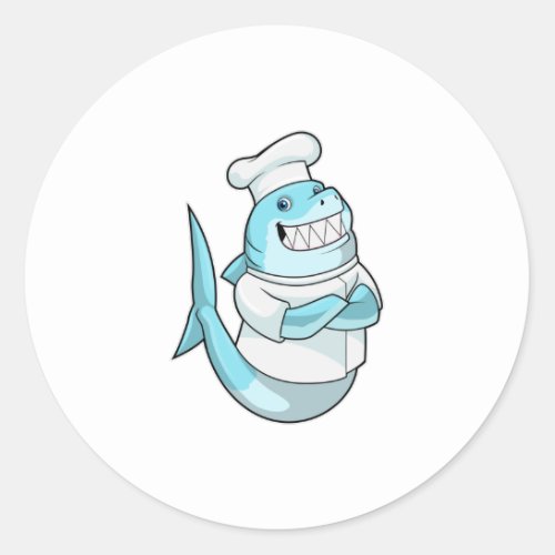 Shark as Chef with Cooking apron Classic Round Sticker