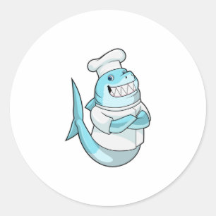 Shark as Chef with Cooking apron Classic Round Sticker