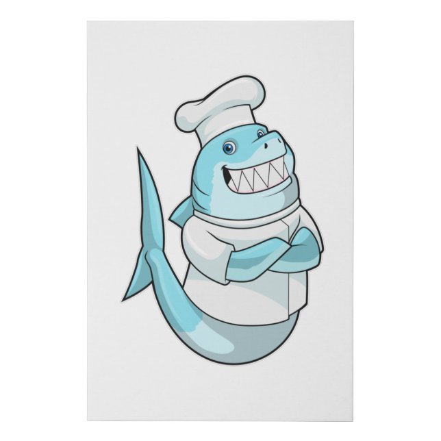 Shark as Chef with Cooking apron Faux Canvas Print (Front)