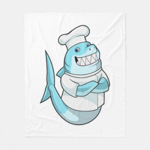 Shark as Chef with Cooking apron Fleece Blanket