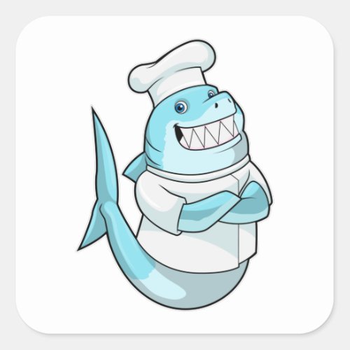 Shark as Chef with Cooking apron Square Sticker