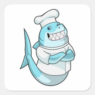 Shark as Chef with Cooking apron Square Sticker