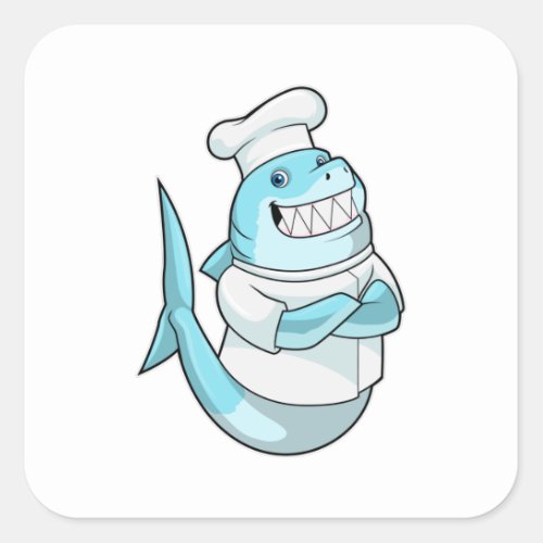 Shark as Chef with Cooking apron Square Sticker