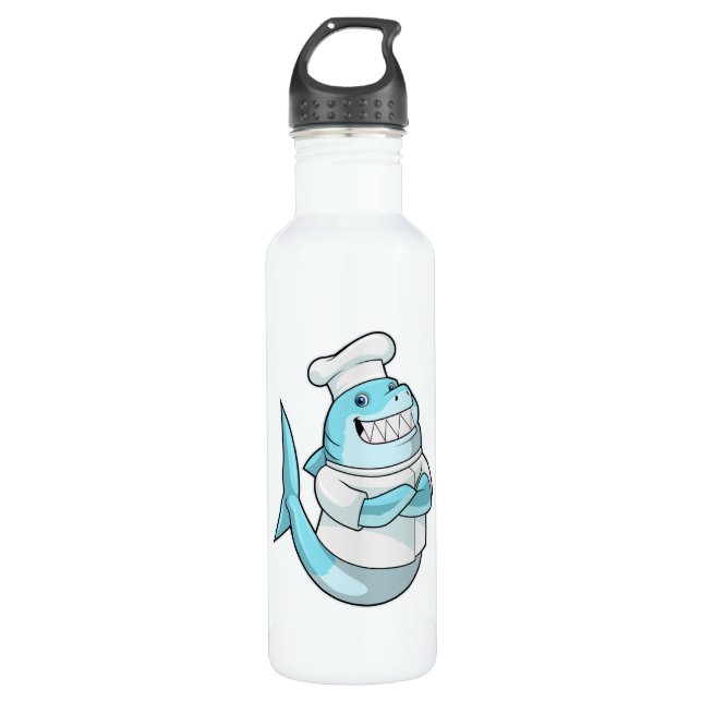 Shark as Chef with Cooking apron Stainless Steel Water Bottle (Front)