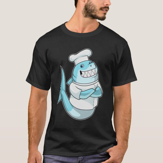 Shark as Chef with Cooking apron T-Shirt (Front)