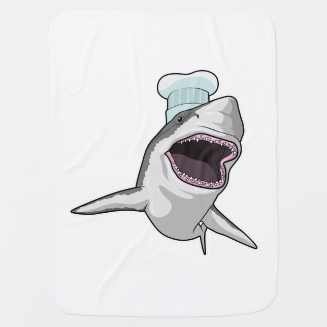 Shark as Cook with Chef hat Baby Blanket (Front)