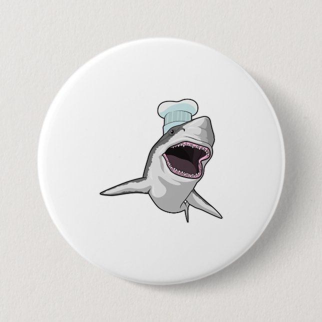 Shark as Cook with Chef hat Button (Front)