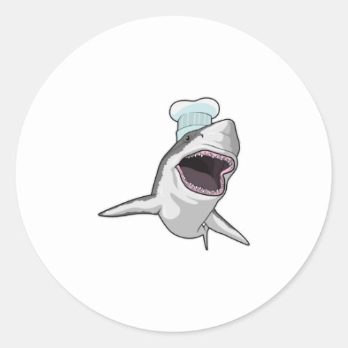 Shark as Cook with Chef hat Classic Round Sticker