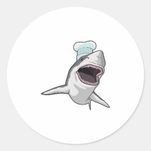Shark as Cook with Chef hat Classic Round Sticker