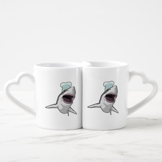 Shark as Cook with Chef hat Coffee Mug Set (Front Nesting)